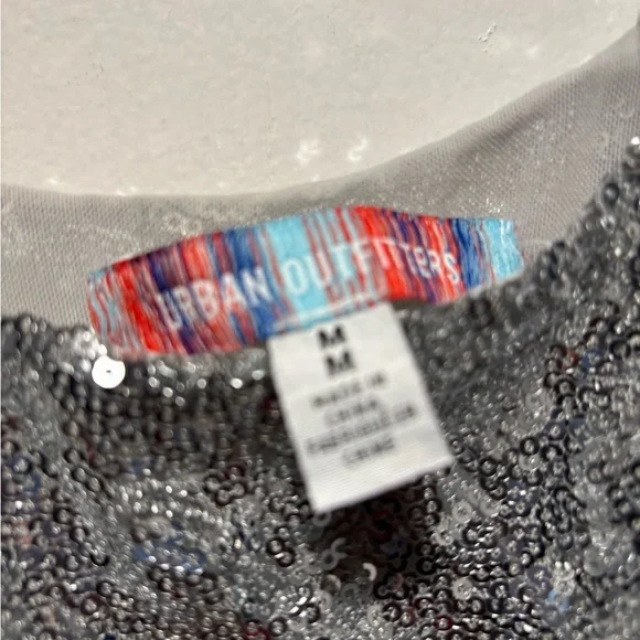 NWT Urban Outfitters Greta Silver Sequin Slip Mini Dress - Picture 6 of 10